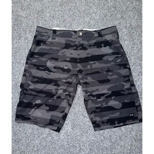 Oakley Chino Shorts Camouflage Gray Black Polyester Button Pockets Men's Size 36